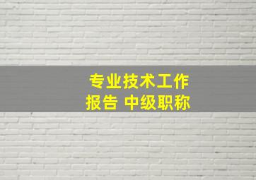 专业技术工作报告 中级职称